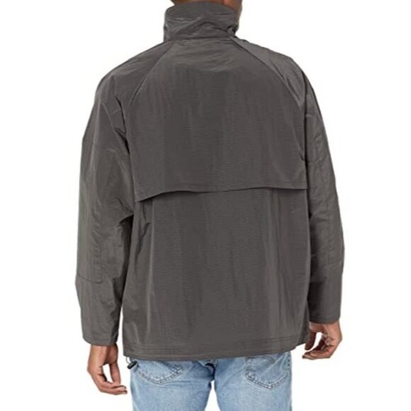 Calvin Klein Jacket Men Sz M Relaxed Fit Box Logo Popover Black Beauty Nylon NEW - Picture 2 of 12